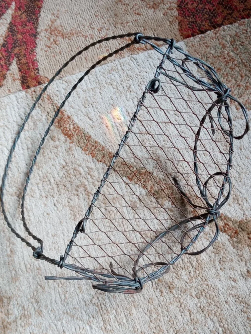 Vintage Rustic Handmade Twisted Wire WALL SHELF w/3 BOWS Shabby Chic Decor